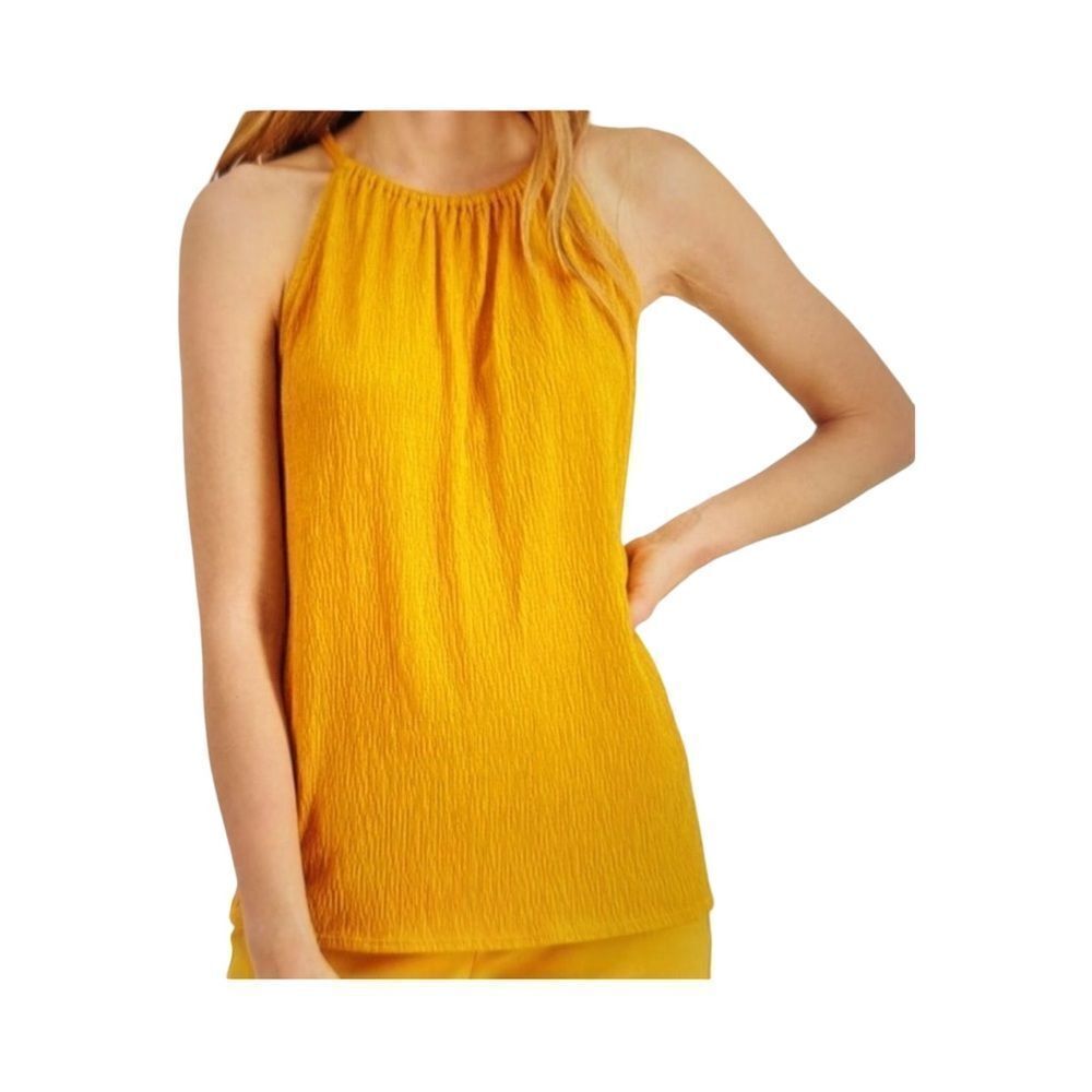 ALFANI CRINKLED TEXTURED HALTER TOP